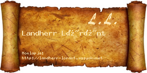 Landherr Lóránt névjegykártya