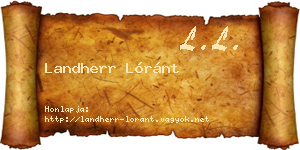 Landherr Lóránt névjegykártya
